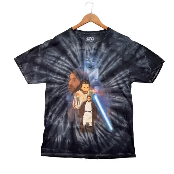 Star Wars Obi-Wan Kenobi Tie Dye Jedi Master Ewan McGregor Lucas Fan T-Shirt L - Picture 1 of 4